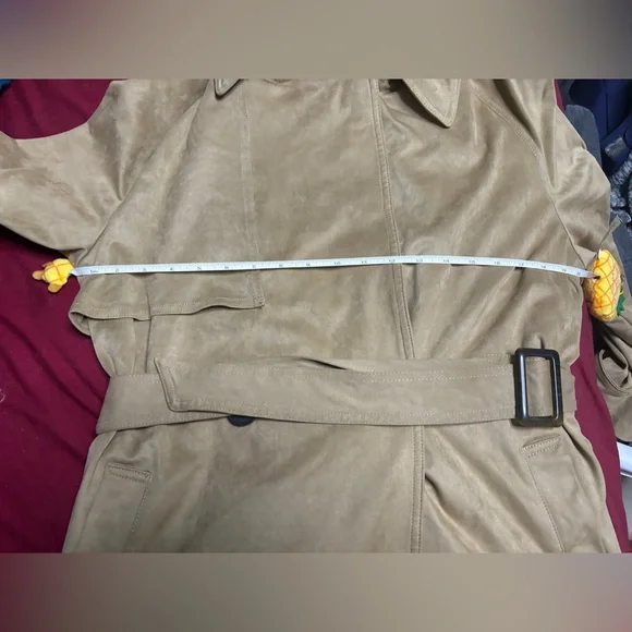 ZARA BEAUTIFUL TAN SUEDE TEXTURED SHORT TRENCH - Picture 13 of 16